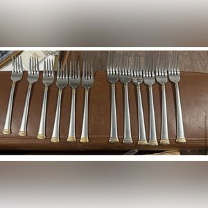 Lenox ETERNAL Gold Accent 18/8 Korea Stainless Silverware Forks, Spoons, Knives